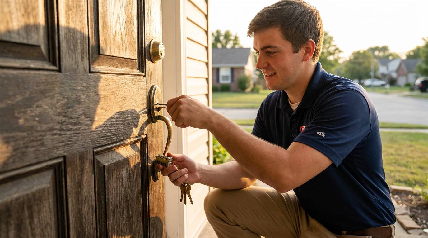 San Jose locksmith technician at a residential front door in Willow Glen